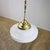 Art Deco 1930s Art Deco Milk Glass Pendant Lights Beautiful Long Chains Made of Brass - a Pair For Sale - Image 3 of 7
