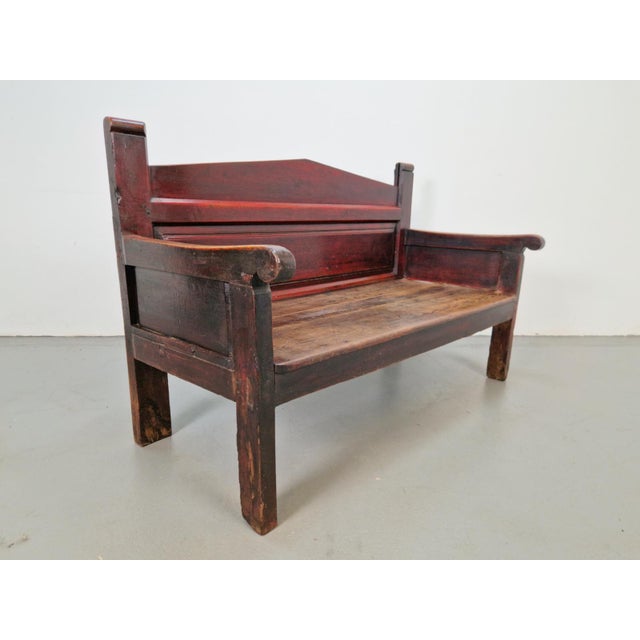 Handmade Spanish Station Wooden Bench, 1850s For Sale - Image 6 of 18