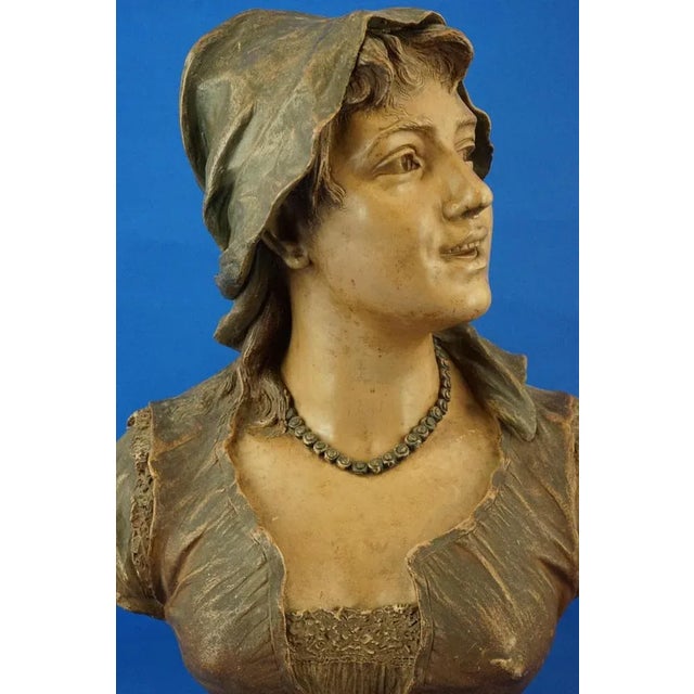 Art Nouveau Bust Sculpture of Peasant Woman in Terracotta from Friedrich Goldscheider, Austria, 1800s For Sale - Image 18 of 18