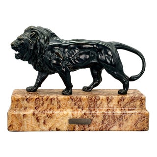Early 20th Century Bronze Walking Lion For Sale