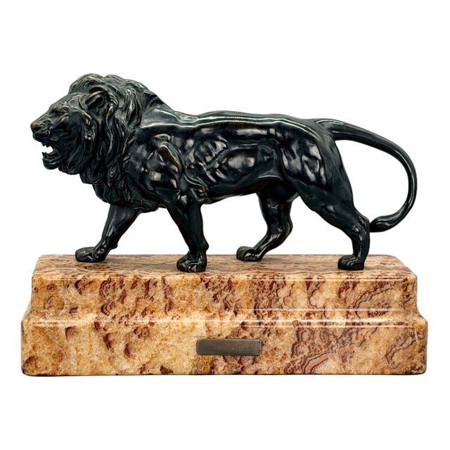 Early 20th Century Bronze Walking Lion For Sale