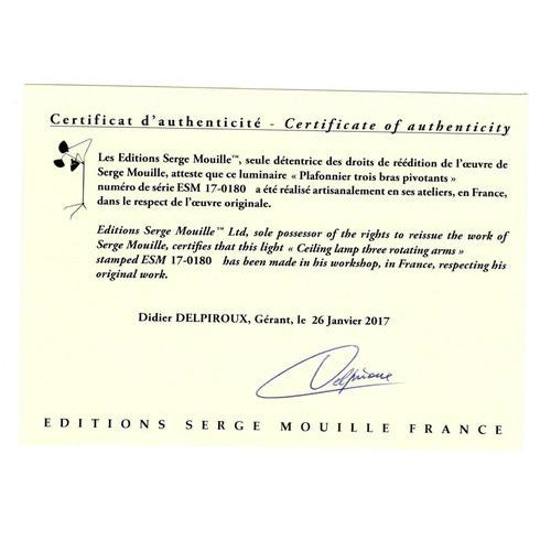 Not Yet Made - Made To Order Modern White Three Fixed Arms Spider Ceiling Lamp from Serge Mouille For Sale - Image 5 of 6