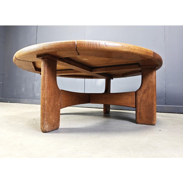 Danish Round Oak Coffee Table, 1960s For Sale - Image 4 of 9