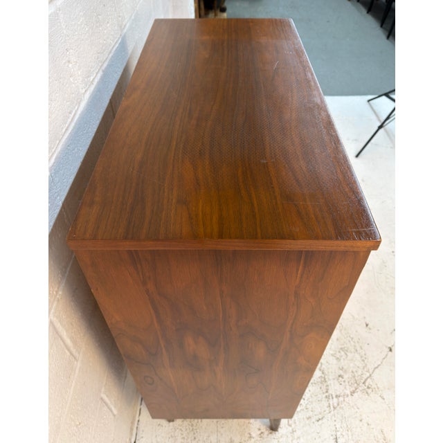 Brown Vintage MCM Four Drawer Walnut Highboy Dresser For Sale - Image 8 of 16