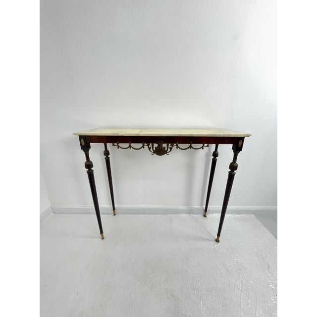 Italian Console Table in Brass and Bronze with Marble Top, 1950s For Sale - Image 9 of 18
