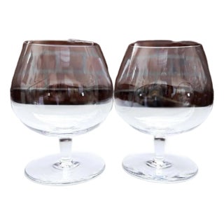 1990s Val Saint Lambert Crystal Brandy Snifters: Belgian Cognac Glasses - Set of 2 For Sale