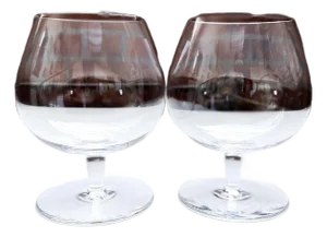 1990s Val Saint Lambert Crystal Brandy Snifters: Belgian Cognac Glasses - Set of 2