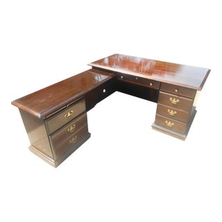 L-Shape Walnut Executive Desk For Sale