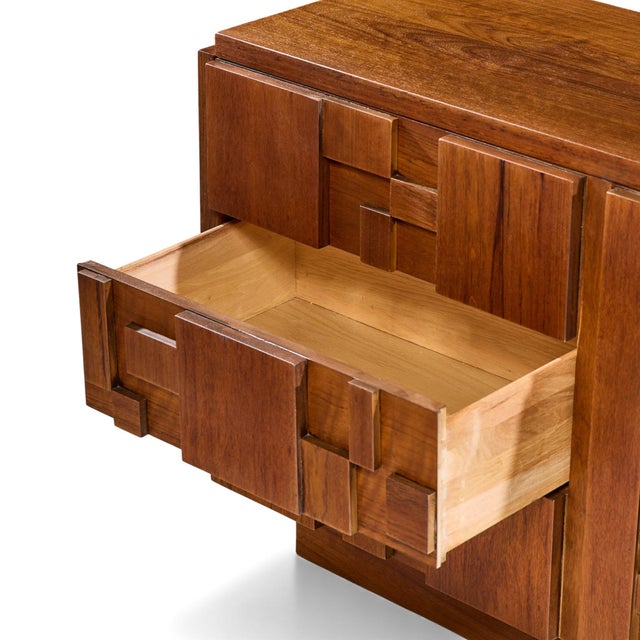 Wood Mid 20th Century Lane Staccato Brutalist Mid Century Walnut Lowboy Dresser For Sale - Image 7 of 10