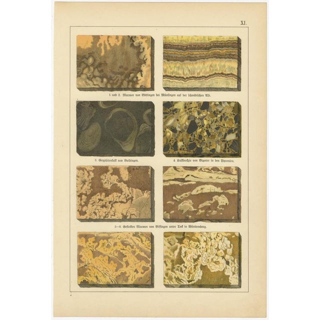 Dr. Gustav Adolph Kenngott, Mineralogy Marble, Aragonite & Fluorite, 1888, Chromolithographs, Set of 3 For Sale - Image 4 of 12
