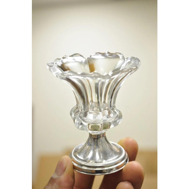 Antique English Victorian Crystal Glass & Silver Sweetmeat Candy Nut Dish, Set 6 For Sale - Image 13 of 18
