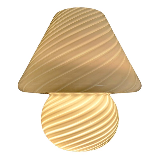 Swirl Murano Glass Mushroom Table Lamp from Manifattura Di Murano, 1970s For Sale