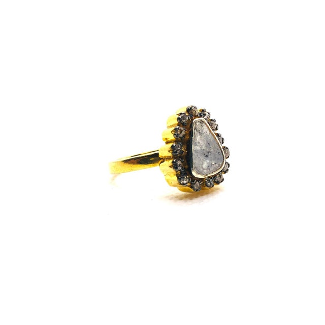 Bochic “Capri” Natural Rose Cut Diamond Ring Set In 18K Gold & Silver For Sale - Image 9 of 11
