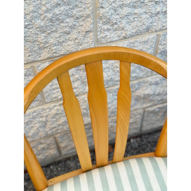 Set of 4 Late 20th Century Postmodern Light Oak Dining Chairs With Upholstered Seats For Sale - Image 9 of 12