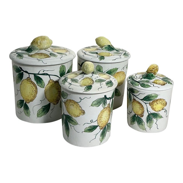 Vintage 4 Piece Lemon Container Canister Set, Italy For Sale
