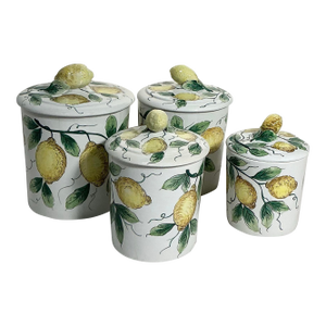 Vintage 4 Piece Lemon Container Canister Set, Italy