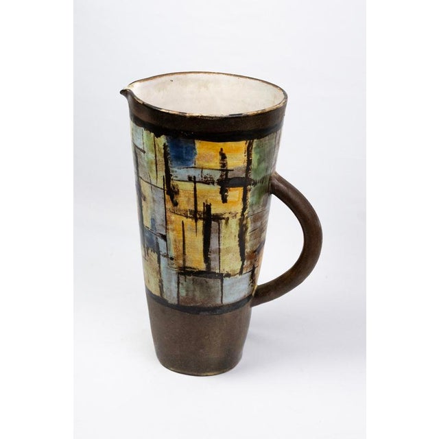 Mid-Century Modern Large Stoneware Orangeade Pitcher by Alexandre Kostanda for Vallauris, 1950s For Sale - Image 3 of 13