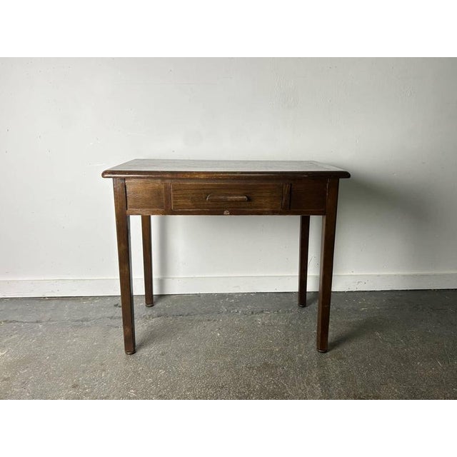 1960s Mid-Century Vintage Abbess Oak Office Desk with Single Drawer, 1950s-60s For Sale - Image 5 of 12