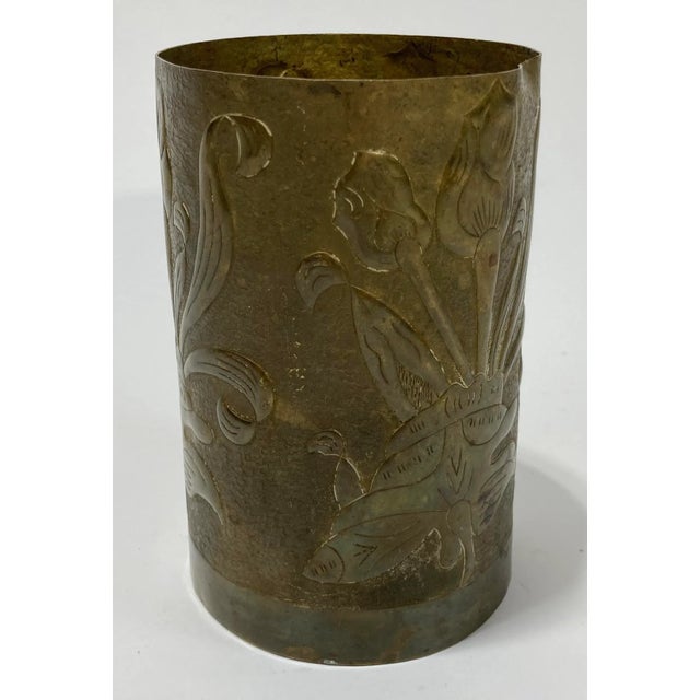 French Antique Brass Trench Art Vessel For Sale - Image 3 of 5