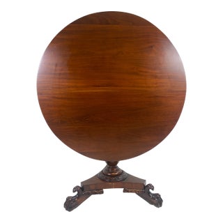 Mid 19th Century Hand Carved Mahogany Tilt Top Table For Sale