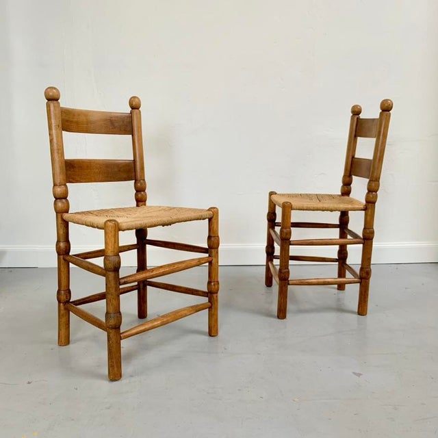 Mid-Century Modern Vintage French Decorative Wood Chairs, 1940, Set of 2 For Sale - Image 3 of 16