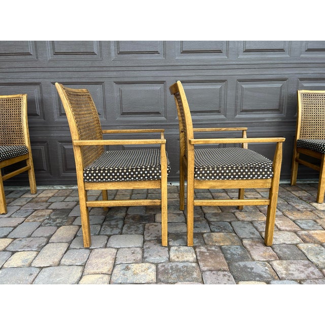 Brown Set of 6 Mid 20th Century Lane Furniture Brutalist Mid Century Modern Cane Back Dining Chairs For Sale - Image 8 of 12