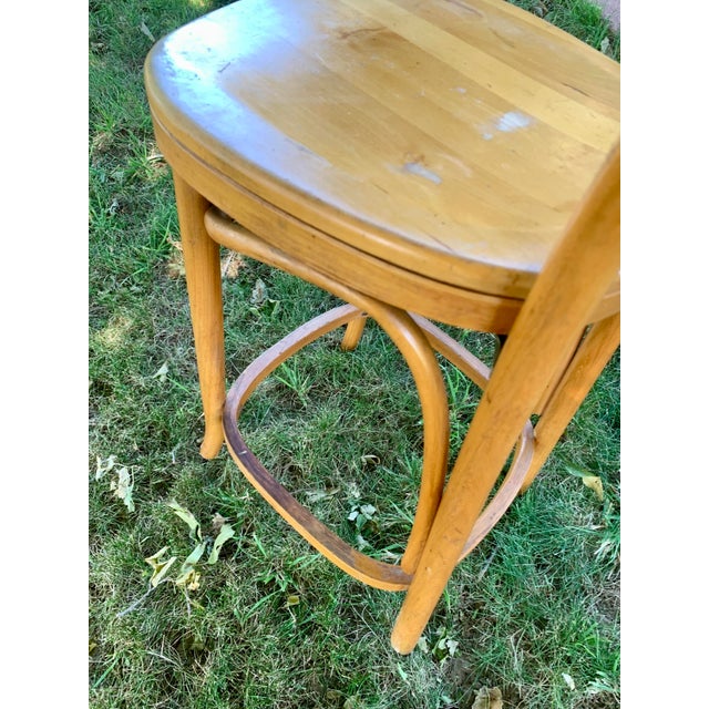 Wood Curly Maple Bentwood Bistro Stool by Thonet From the 1960s For Sale - Image 7 of 11