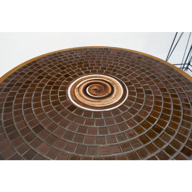 Gordon Martz Tile Mosaic Round Top Coffee Table on Tapered Dowel Legs For Sale - Image 9 of 10