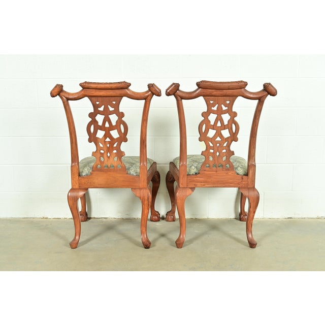 Baker Furniture Style Chippendale Carved Mahogany Dining Chairs, Set of Six For Sale - Image 11 of 12