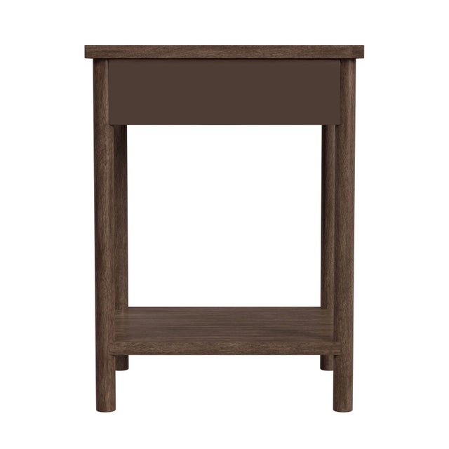 Lennon 21 in. W Rectangular Wood 1 Drawer Rounded Leg Nightstand with Lower Open Shelf, Soft Brown For Sale In Chicago - Image 6 of 8