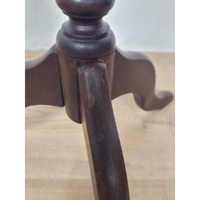 Vintage Wine Tripod Table Piecrust Scalloped Edge English 1950 Postage Available For Sale - Image 17 of 18