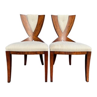 2010's Theodore Alexander Xtravagant Vanucci Eclectics Collection Walnut Chairs - a Pair For Sale