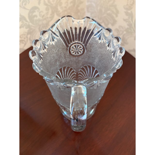 Victorian Antique Westmoreland Shell and Jewel Pressed Glass Pitcher 8" Tall For Sale - Image 3 of 6