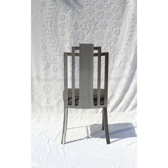 Postmodern Brushed Stainless Steel Side Chair For Sale - Image 4 of 7