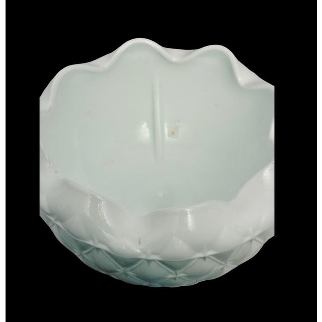 Vintage Indiana Milk Glass Quilted Diamond Pattern Pedestal Compote Dish. For Sale In Atlanta - Image 6 of 9