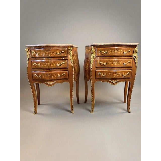 2000 - 2009 Mahogany and Kingwood Veneer Bombe Bedside Lockers, Set of 2 For Sale - Image 5 of 5