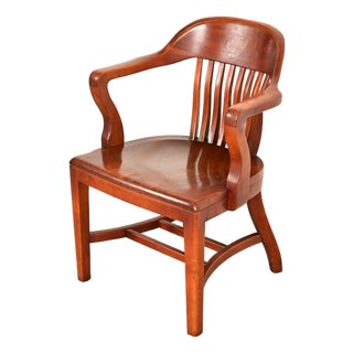 B. L. Marble Chair Co. Antique Mission Arts & Crafts Walnut Banker's Chair, Circa 1910 For Sale