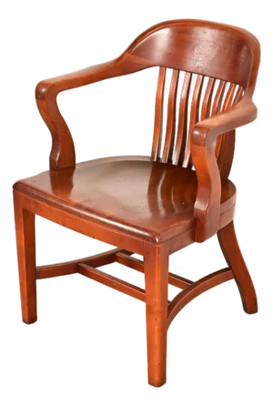 B. L. Marble Chair Co. Antique Mission Arts & Crafts Walnut Banker's Chair, Circa 1910