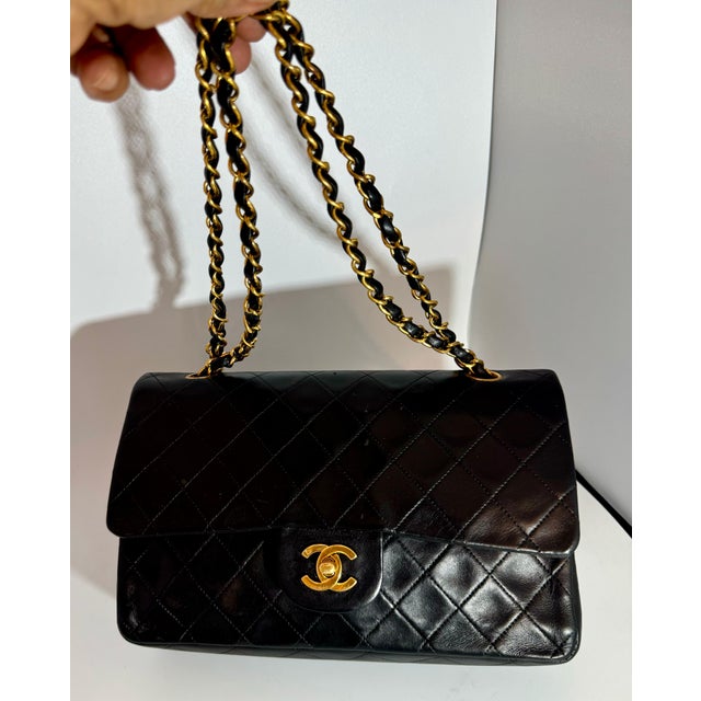Chanel Timeless/Classic double Flap 10" shoulder bag in Black , CC Logo, Vintage For Sale - Image 13 of 18