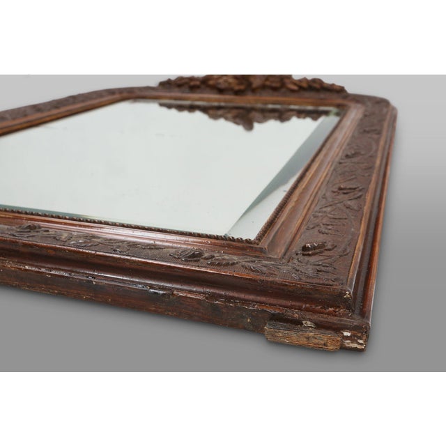 Louis Philippe Mirror in Plaster and Wood with Handcrafted Decorations, France, 1890s For Sale - Image 10 of 12