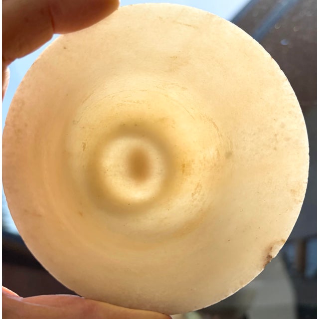 Mid 19th Century Antique Chinese Qing Carved Faux Mutton Fat White Jade Bowl W/Stand Read On For Sale - Image 5 of 9