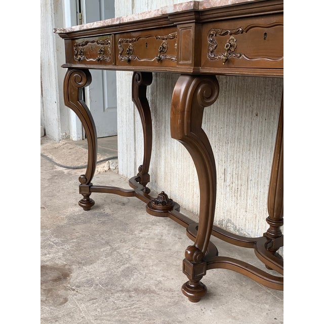 20th Century Neoclassical Revival Marble Top Console Table For Sale - Image 9 of 11