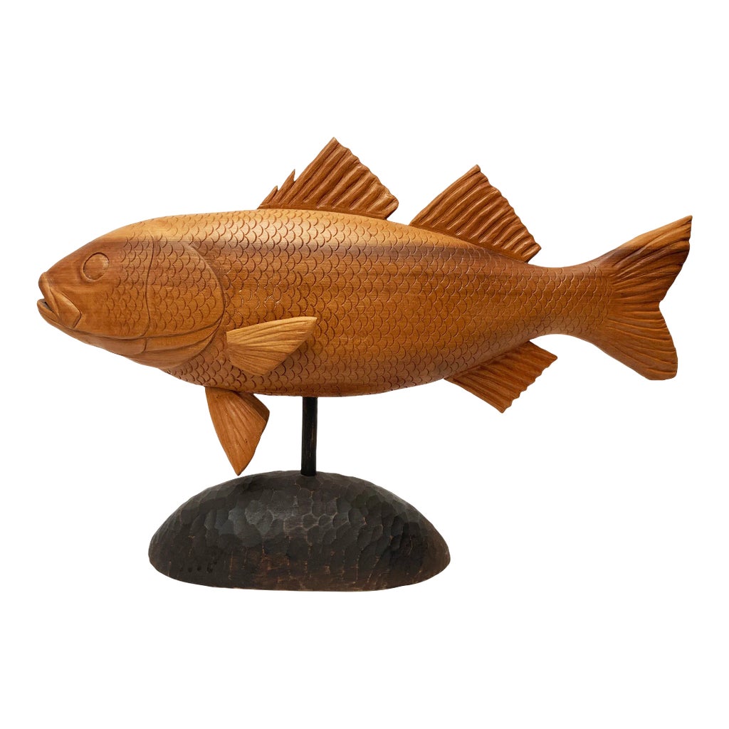 1990s Kentucky Folk Art Fish Carving | Chairish