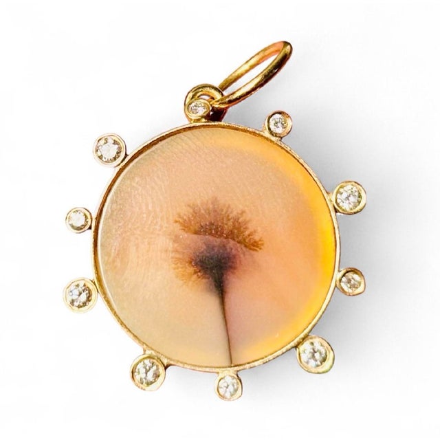 Gold Dendritic Pendant With Diamonds & 14k Gold For Sale - Image 8 of 12