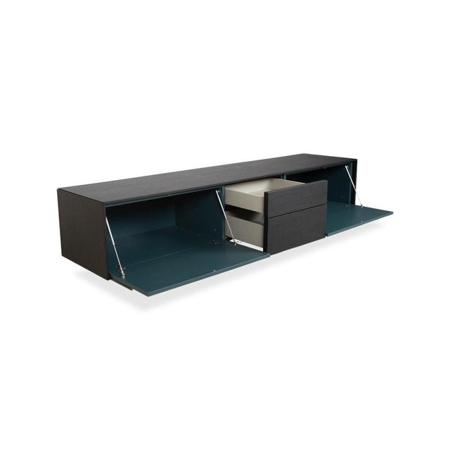 Lampo Wooden Sideboard in Black Brown Petrol Green by San Giacomo For Sale - Image 4 of 14