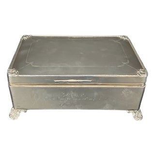Antique British Solid Silver, Cedar Lined ,Hinged Top Cigarette Box For Sale