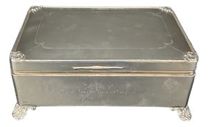 Antique British Solid Silver, Cedar Lined ,Hinged Top Cigarette Box