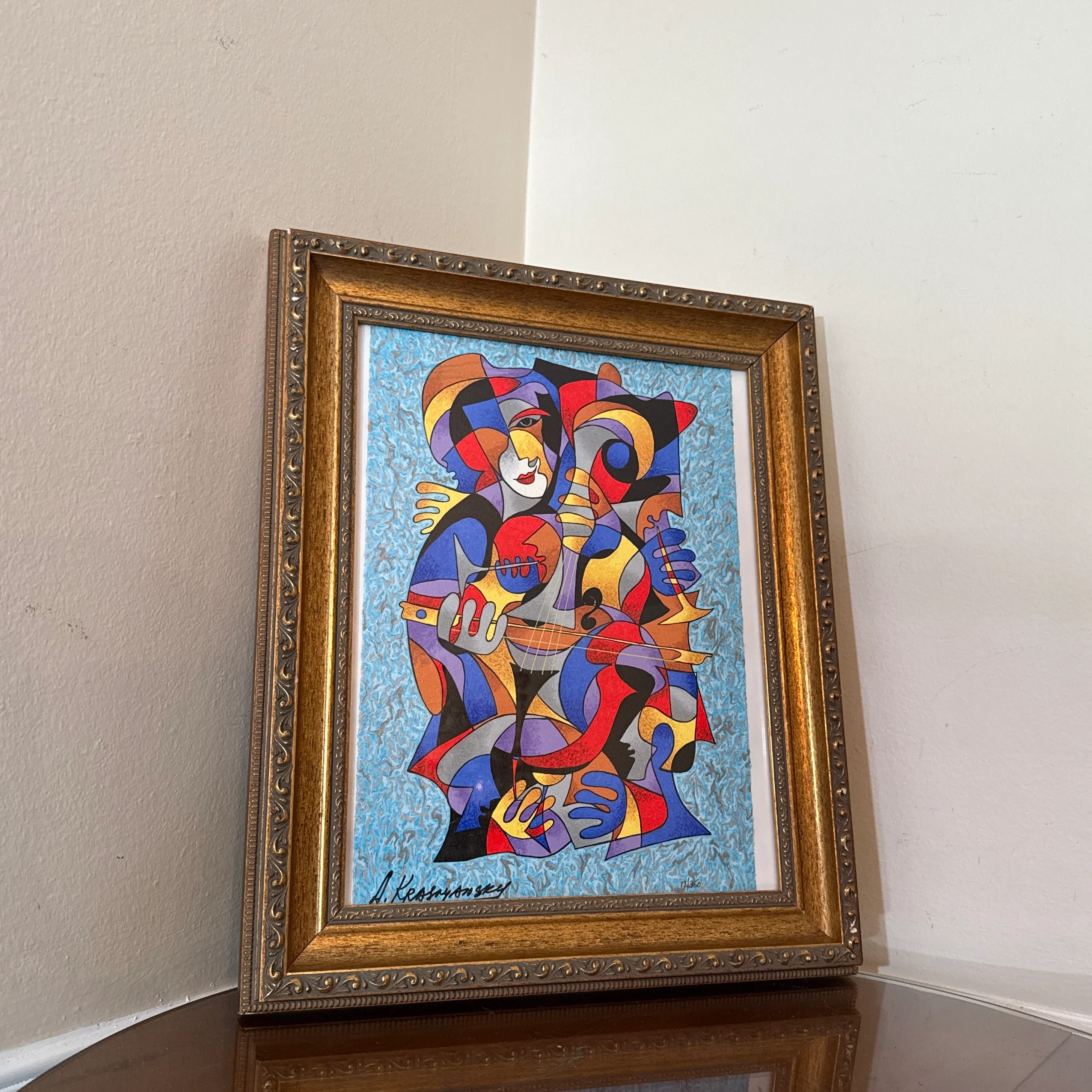 アート・デザイン・音楽 Charles Anastase APC Section Musicale 1970s Vintage Abstract Serigraph Music Painting Signed Anatole