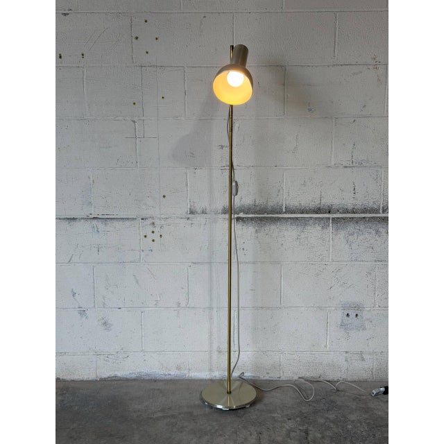 Brushed Metal and Brass Adjustable Spotlight Task Floor Lamp Vintage Mid-Century Modern For Sale - Image 9 of 11
