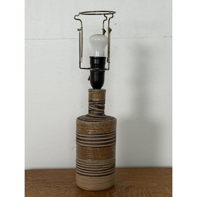 Mid-Century Modern Danish Bottle-Shaped Stoneware Table Lamp by Tue Poulsen, 1960s For Sale - Image 3 of 8